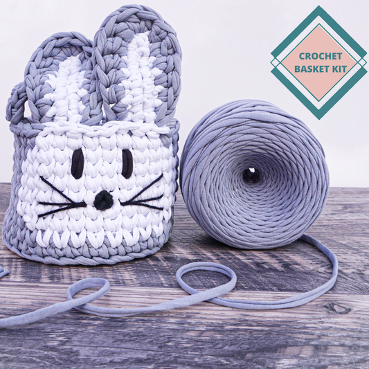 Crochet Easter Bunny Basket KIT with t-shirt yarn
